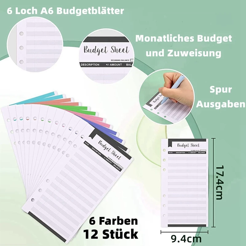 PVC bening 6 lubang kantong lengan bening Folder ritsleting untuk perencana Notebook