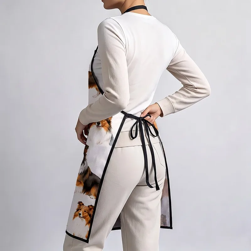 1PC【Apron】2DFlat effect，Printed with a, pastoral-style Shetland Sheepdog design，Durable and fun style，Suitable home ki