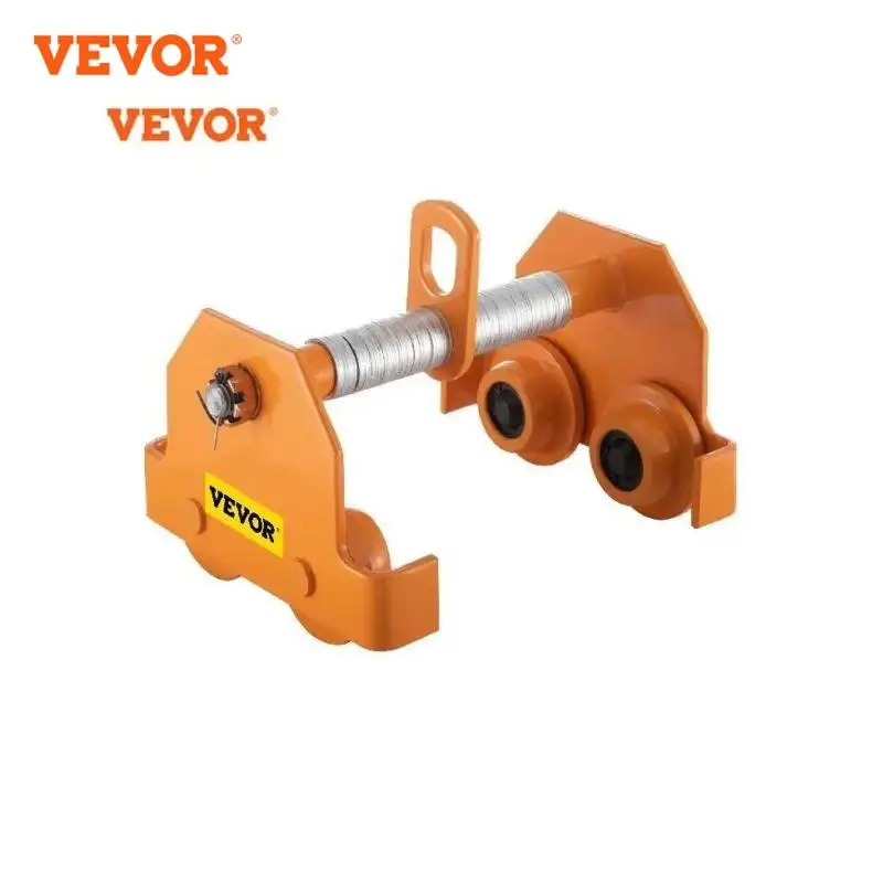 VEVOR Manual Beam Trolley w/ Adjustable Width Track Roller Powder Coating and Dual Wheels Chain Hoist for Straight Curved I Beam