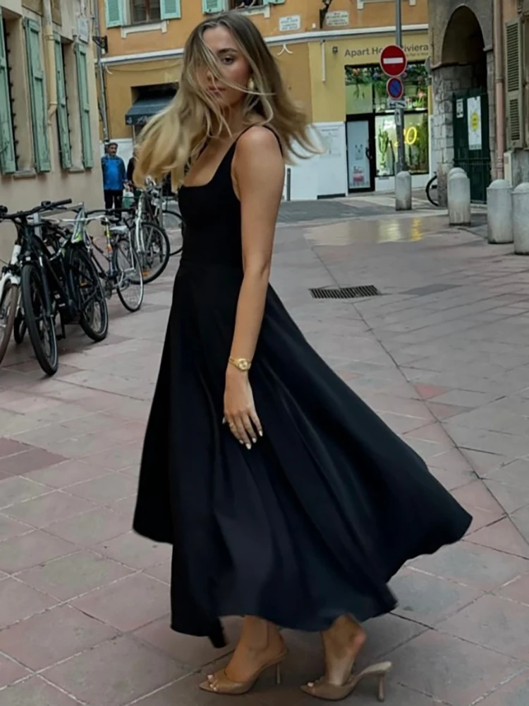 JULISSA MO Sexy Square Collar Women Maxi Dress White Spaghetti Strap High Waist Dress Female Summer Slim Elegant Party Clubwear image 4