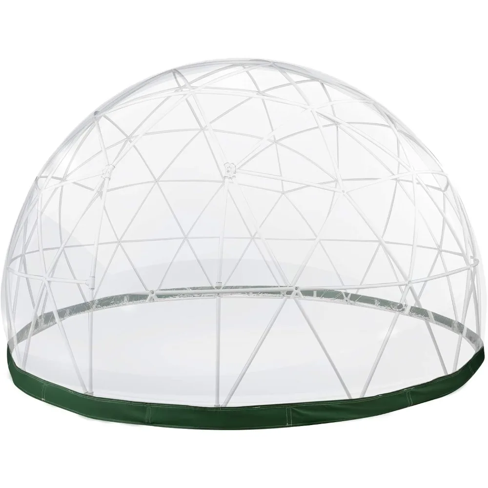 Garden Dome 12ft - Geodesic Dome with PVC Cover - Lean to Greenhouse with Door and Windows for Sunbubble, Backyard,Winter, Party