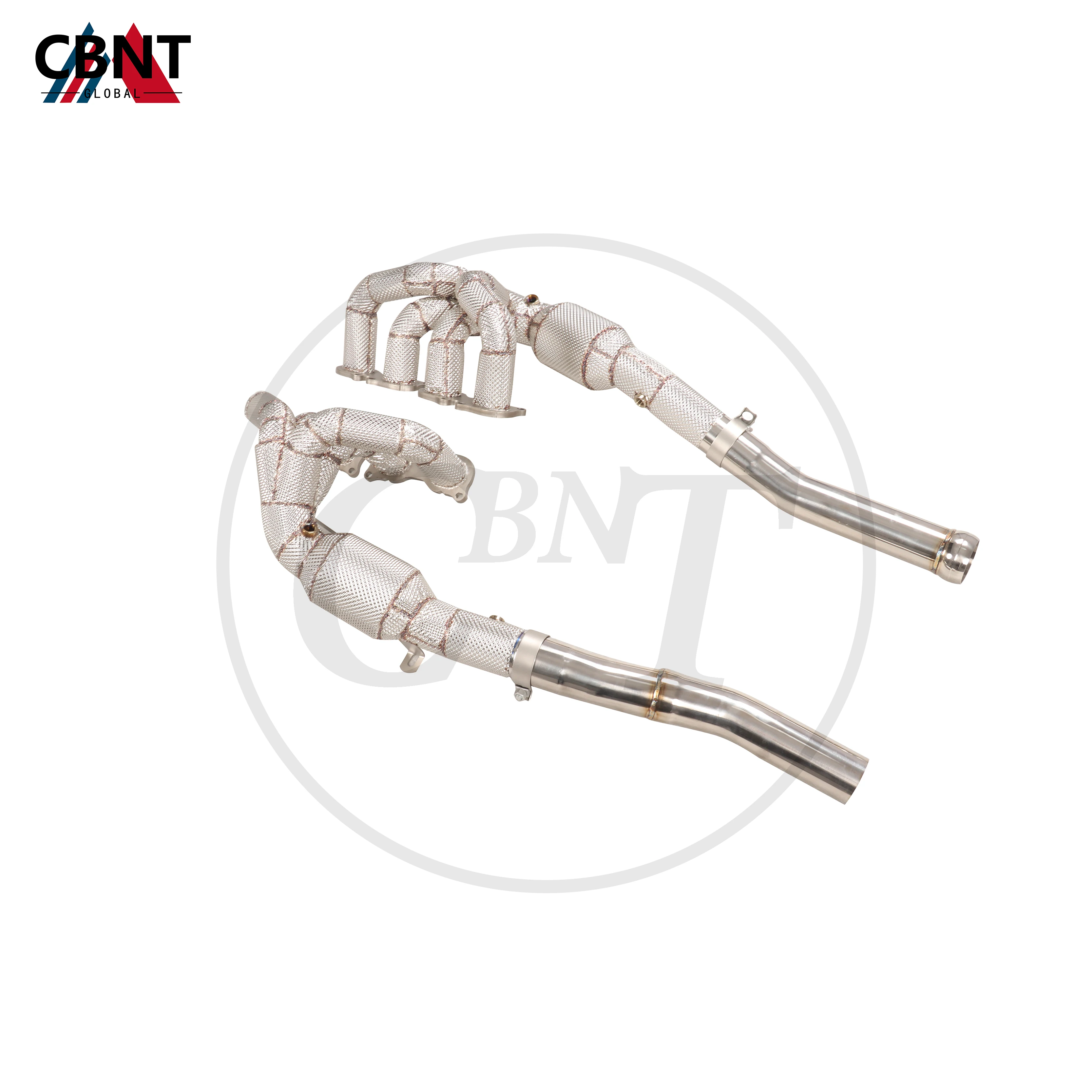 CBNT for Mercedes Benz SLS 63AMG 6.2L Exhaust Manifold Header with Heat Shield High Performance SS304 Tuning Exhaust-pipe