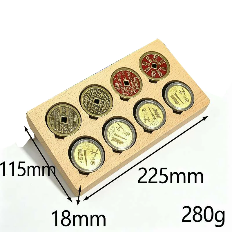 Beech Wood Coin Tray 8-hole Positioning Tray, Collection and Storage Gift Box