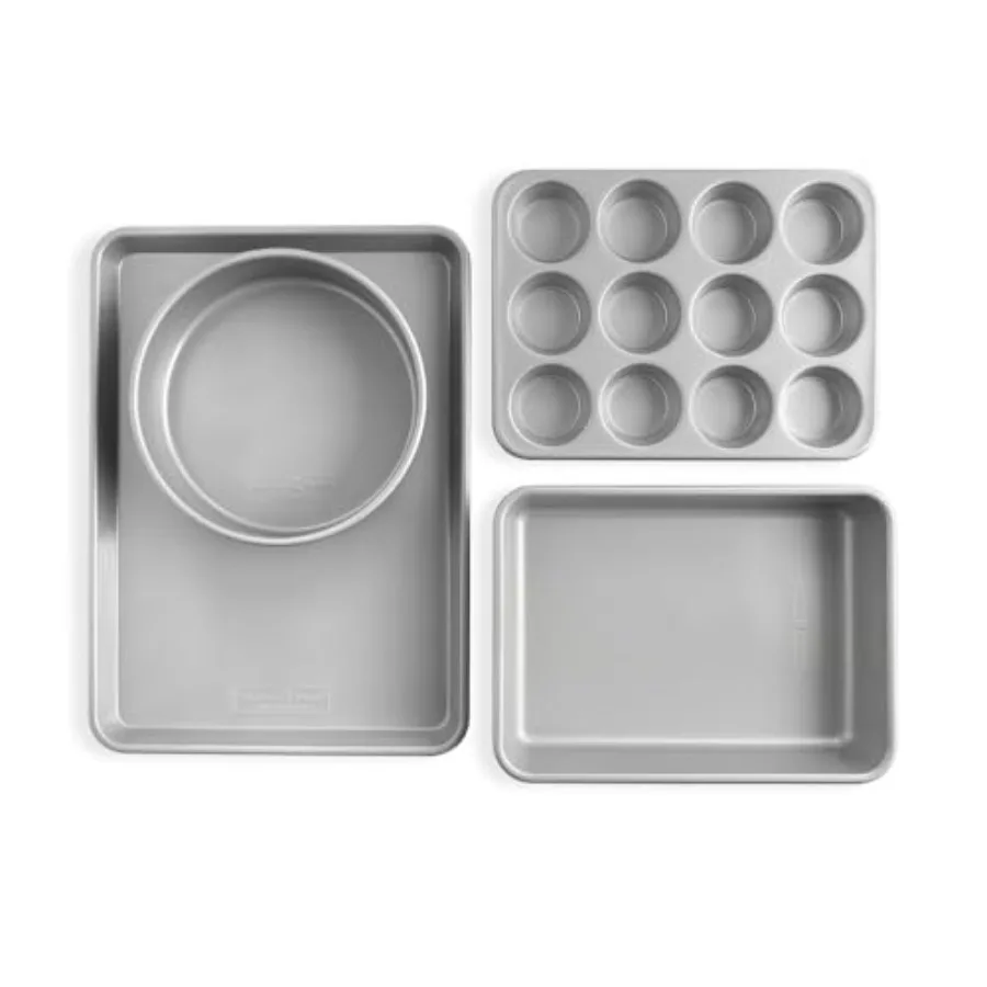 Baking set for home use, nonstick aluminum with vibrant colors, PFAS-free and PTFE-free safety, reinforced steel rim to prevent