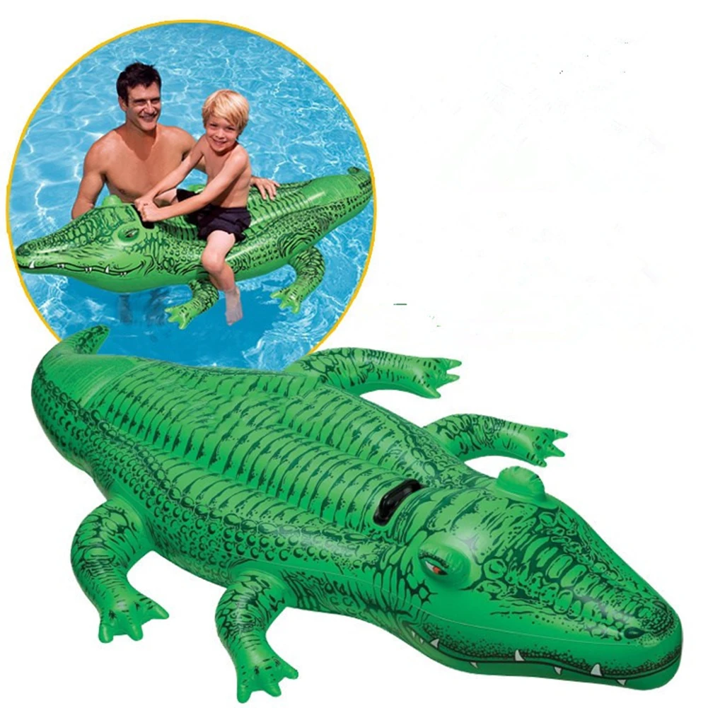 Adults Kid Water Party Toys Inflatable Alligator Seat Ride Swimming Ring Crocodile Float Pool for Beach Party Water Amusement