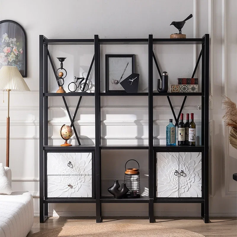 Industrial style medieval household floor-to-ceiling combination bookshelf Bogu shelf against the wall Hotel multi-layer shelf