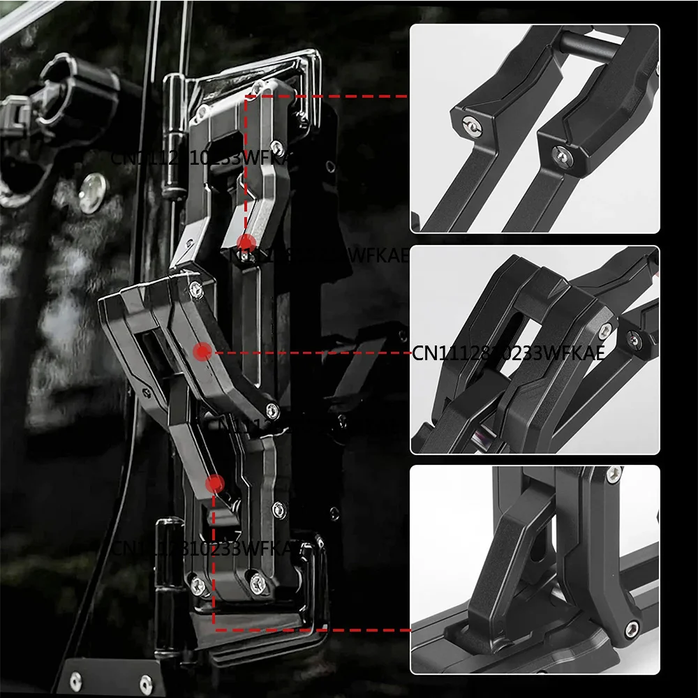 For Jeep Wrangler 2007-2018 JK JKU 2018-2020 JL JLU Door Hinge Step Aluminum Folding Foot Pedal Compatible - view 4