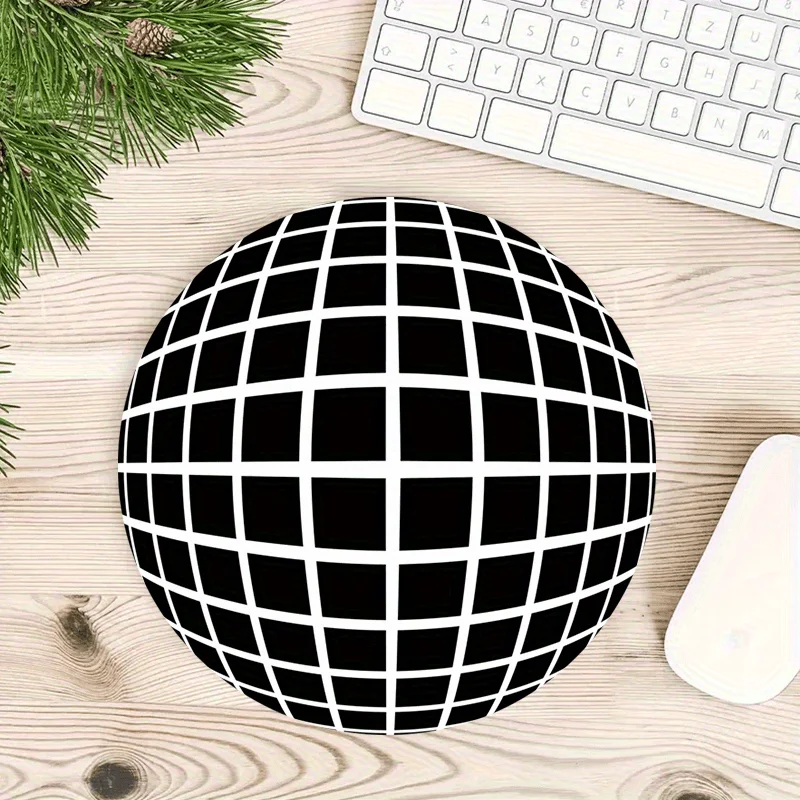 Black and White Grid Design Circular Mouse Pad Desk Mat Non-Slip mouse mat offices accessories suitable for office and games