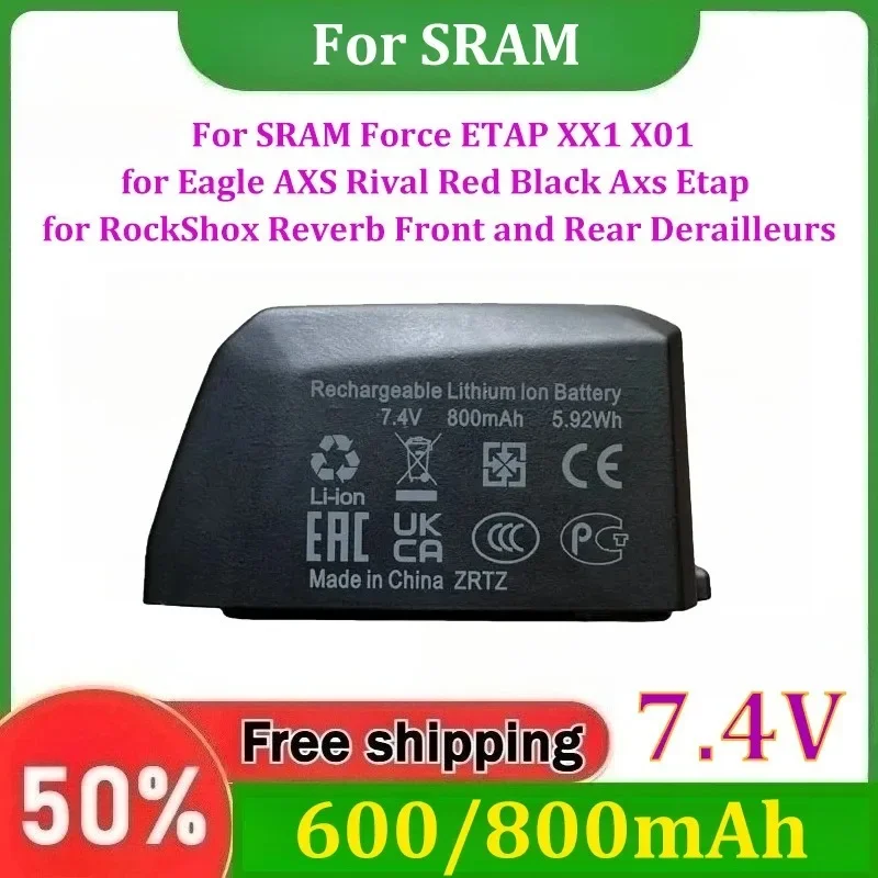 for SRAM Force ETAP XX1 for Eagle AXS Rival Red Black Axs Etap for RockShox Reverb Front and Rear Derailleurs 7.4V 600/800mAh