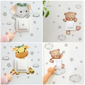 Selbstadhäsive Klebstoffschalter für Kinder, Babyzimmerdekoration, wunderschöne Tapete, Kinderwandabziehbilder, Giraffe, Bär, Elefant, Stern, Heimatdekoration 8 Hauptverkäufe von Elefanten Wandaufkleber - №5