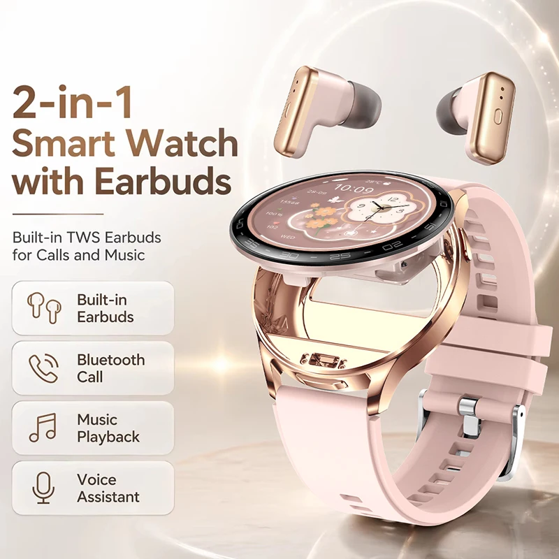 New TWS Smart Watch Earphones 2 In 1 Women Smart Watches with Earbuds Strong Sound Effects Music Lover Waterproof Smartwatch Men