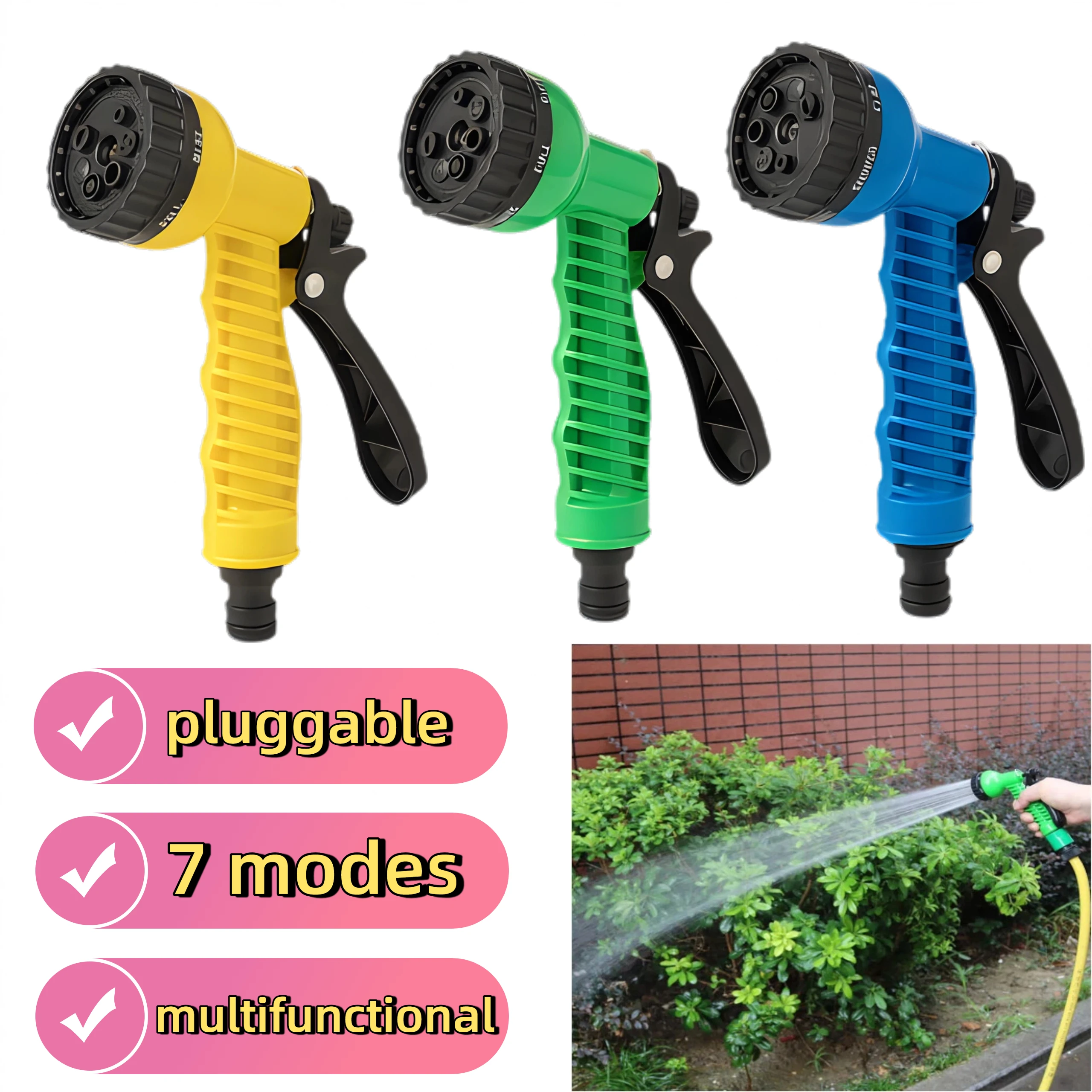 High-Pressure Functional Water Gun 7-in-1 Adjustable Rotation Sprayer for Garden Plant Irrigation Car Wash Portable Nozzle Tool