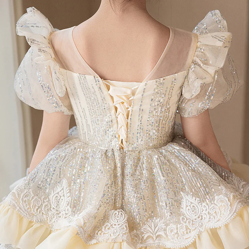 Magnifique robe de soirée princesse pour enfants, design à paillettes, robes à la mode pour filles, mariage, anniversaire, baptême, Pâques, fête de l'Aïd, 2025