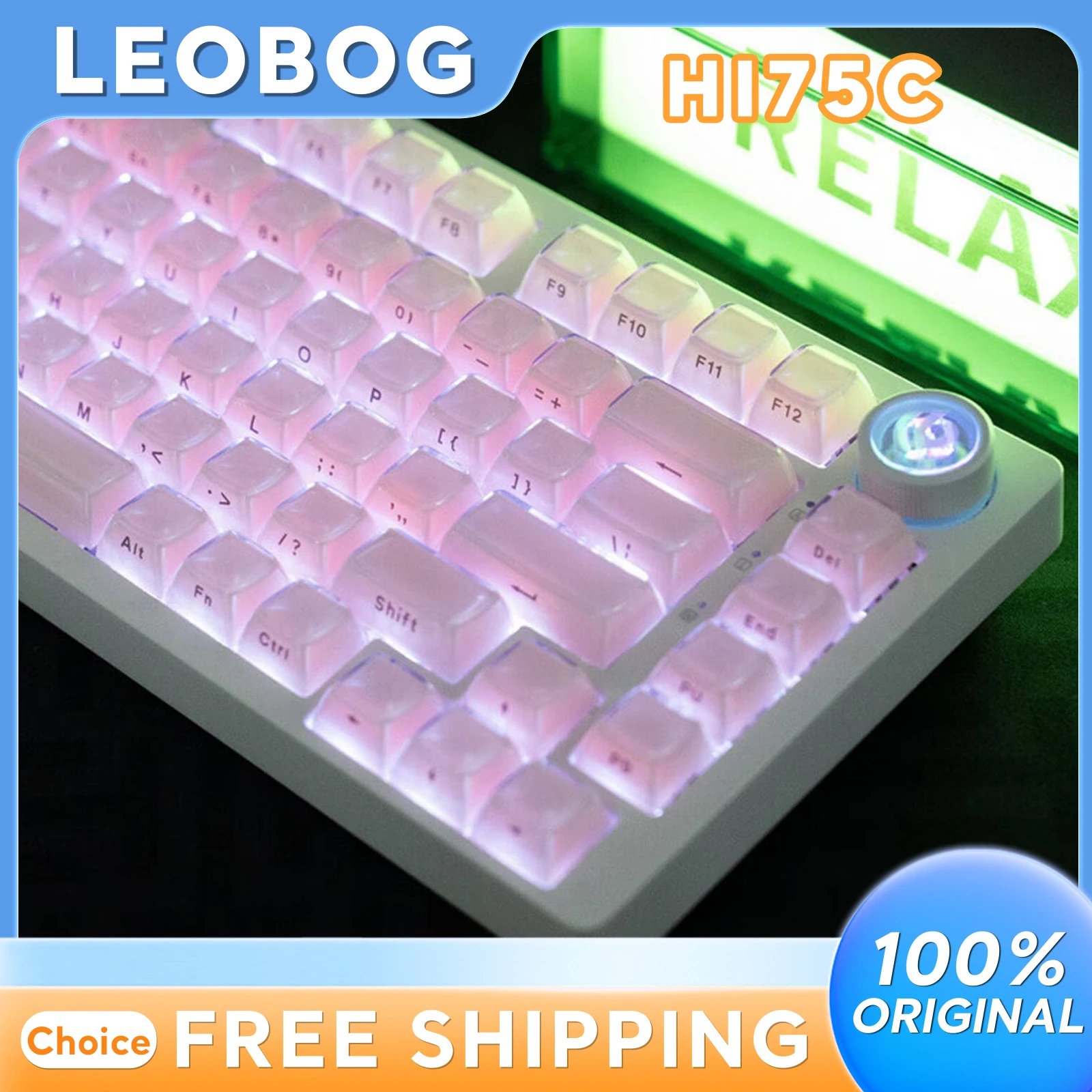 

Механическая клавиатура LEOBOG HI75C с кастомной настройкой, стильная, милая, в стиле Jelly, с возможностью горячей замены, с полупрозрачными розовыми кейкапами, для девушек, офиса и игр.