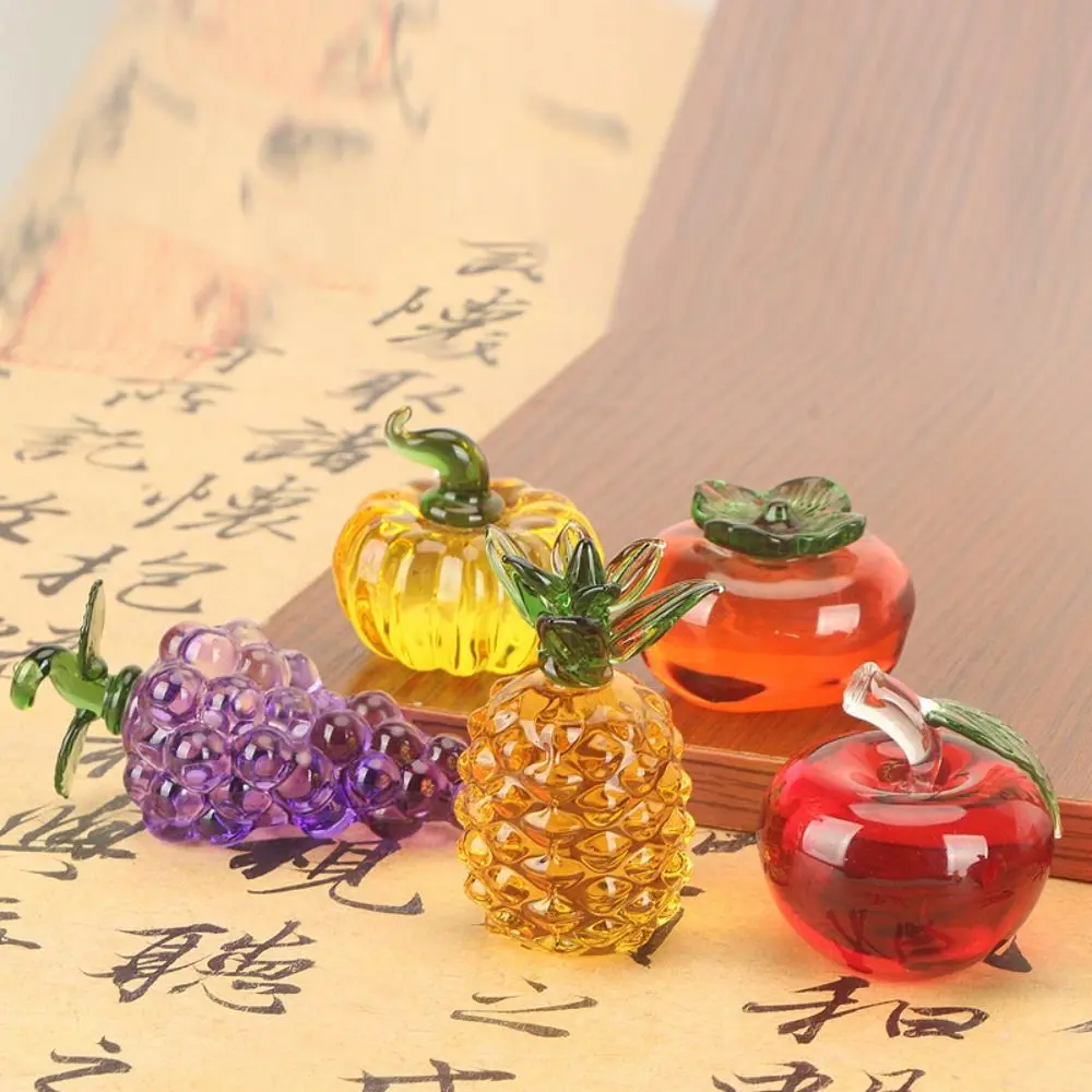 Pineapple/Apple/Grape Fruit Ornaments Artificial Crystal Persimmon/Pumpkin Crystal Fruit Multicolor Office Decorations Office