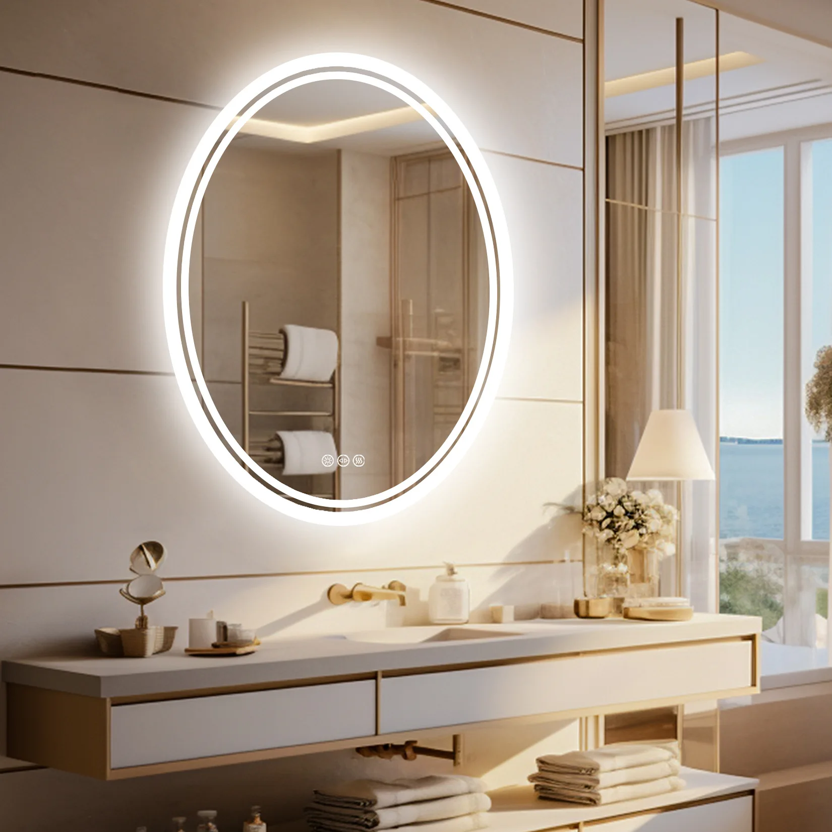 HD防爆オーバルLEDスマートバスルームライトIP65 - Bathroom Mirror Led のレビューと価格