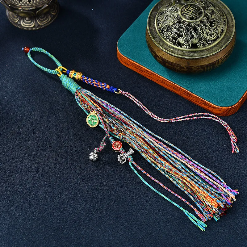 Hand-woven Pendant Lanyard Color Bag hanging Tangkazakilam Male Female Ethnic Style Retro Match Key Chain Car Pendant Accessory