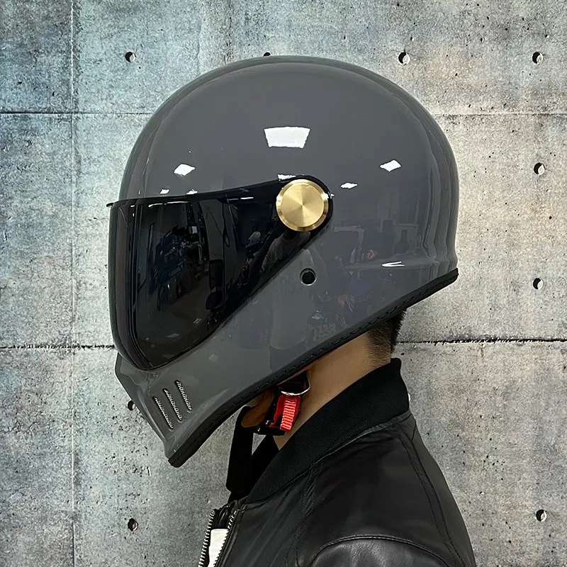 Dot-approved, motorcycle full-cover vintage helmet, Cafe cruiser helmet, PC lenses, suede lining