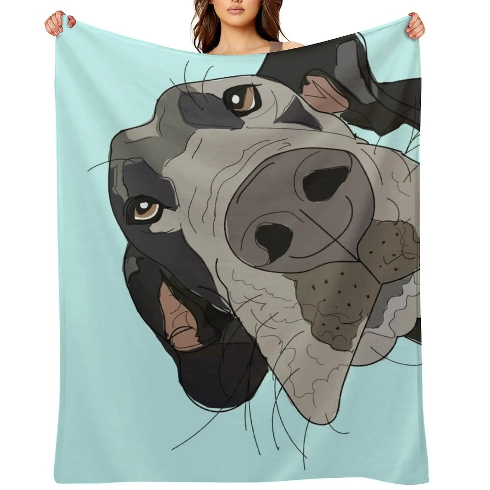 

Great Dane In Your Face (teal) Throw Blanket for sofa christmas decoration Furry Multi-Purpose Blankets