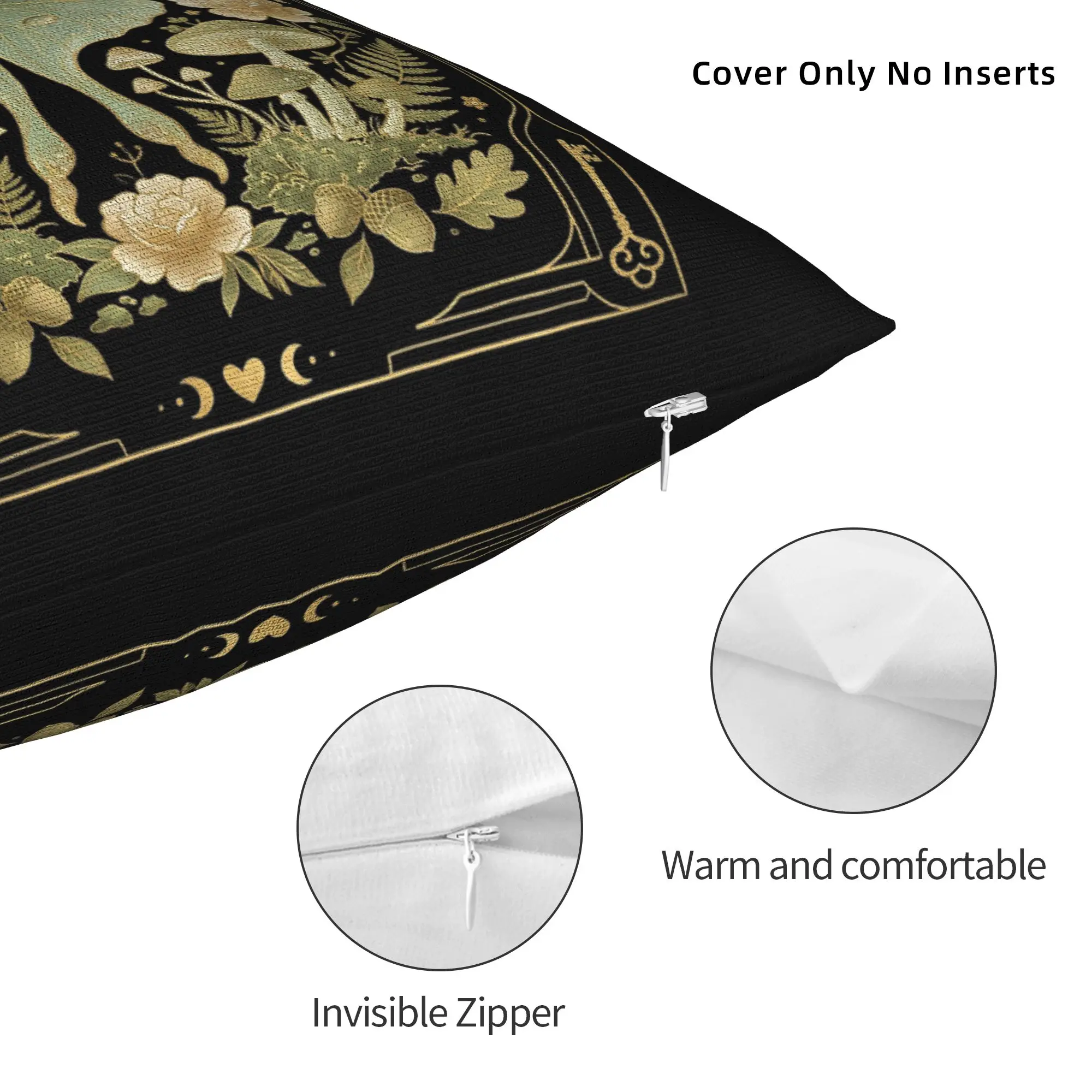 Print Goblincore Moth Tarot Card Moon Flowers Pillowcase Polyester Cushion Cover Decorative Cottagecore Throw Pillow Case Cover