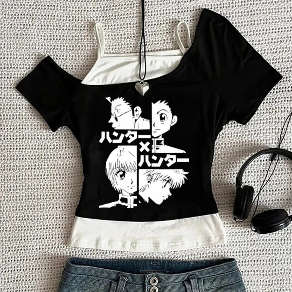 Hunter x Hunter cropped top women jojifuku alternative  gothic dollette harajuku top tees gothic japanese harajuku