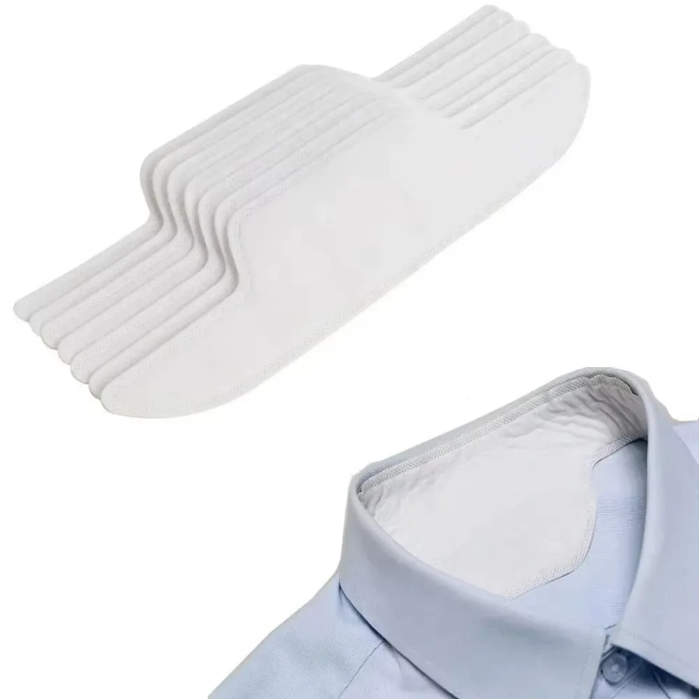 10Pcs Anti Perspiration Collar Sweat Patches Disposable White Collar Sweat Pads Anti-Dirty Sweatproof Shirts Stickers