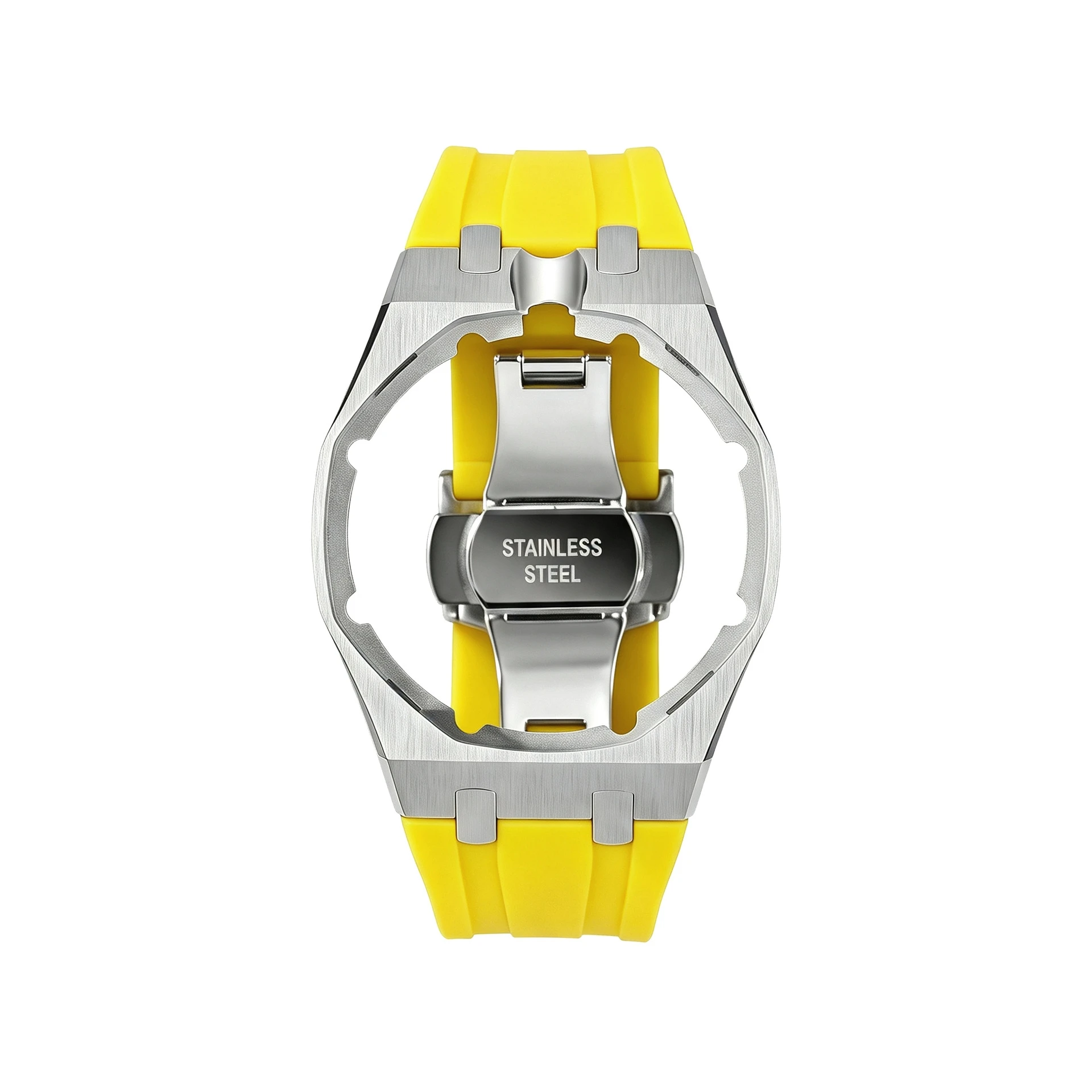 316L Edelstahlgehäuse mit FKM-Gummi-Uhrenarmband-Set für Swatch X AP Royal POP mit Faltschließe und Wechsel-Kit für 3/12 Uhr – Detail 15