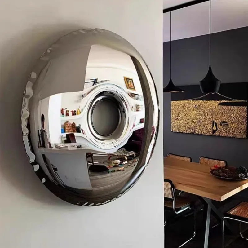 Stainless Steel Donut Round Mirror Wall Decoration Hotel Guest Room Dining Room Sofa Backdrop Wall Decoration