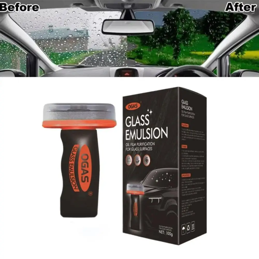 Car Windshield Cleaner Handheld Glass Emulsion Oil Film Remover For Front/Side/Rear Windows Rearview Mirror Auto Glass Cleaning