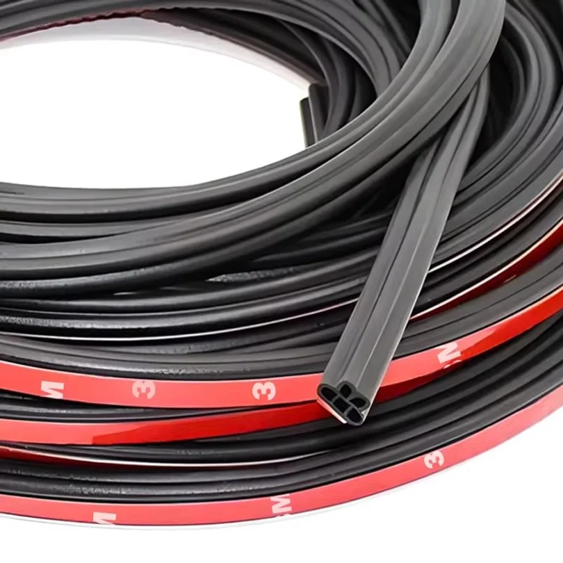 5/10mDouble Layer Car Door Rubber Seal Strips Seal Adhesive Sticker Window Engine Cover Door Trunk Noise Insulation Weatherstrip