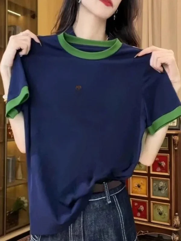 

Loose Fit Women's Cotton T-irt round Ne ort Sve Summer Faion Slimming Effect Casual Comfortable Inner Wear Top