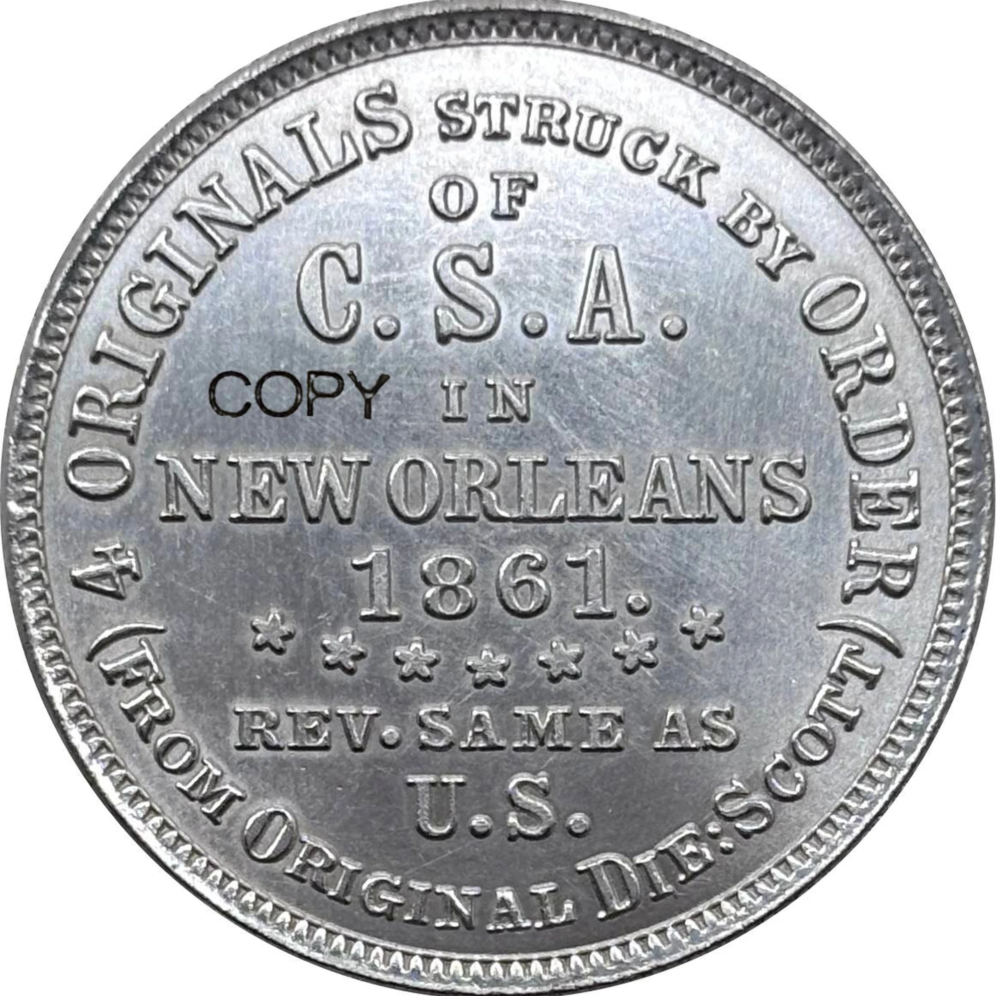 Moneda Conmemorativa de Plata de la Segunda Guerra Mundial, Réplica del Medio Dólar Estadounidense de 1861, Original de la Ordenanza del CSA, Moneda Coleccionable de la Libertad