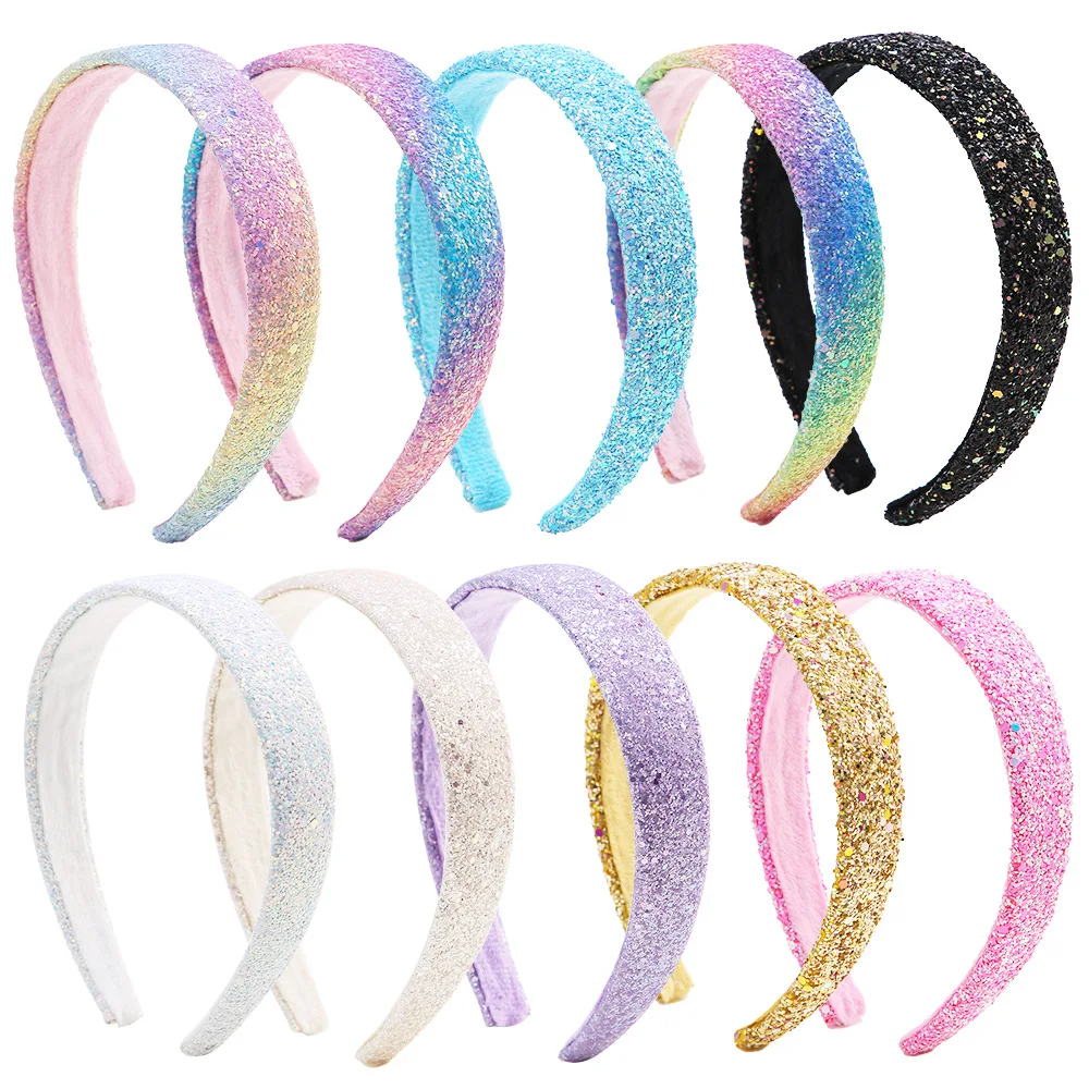 2.5cm Glitter Headbands for Girls Princess Sparkly Wide Headband Kids Cute Accessories Children Thick Sparkle Bling Hairband