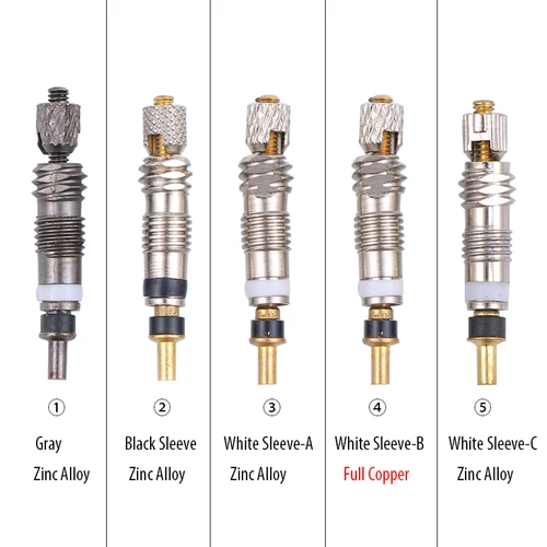 Imagen 2 del producto Kit de núcleos de repuesto para bicicleta de montaña, núcleo de válvula Presta sin cámara, aleación de Zinc/cobre completo, gris y plateado, 10 Uds.