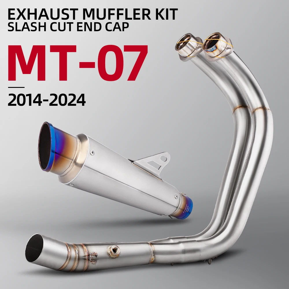 

Slip on Motorcycle Exhaust Full System Front Pipe with 51mm Stainless Blue Muffler For Yamaha MT07 FZ07 2014-2024 XSR700