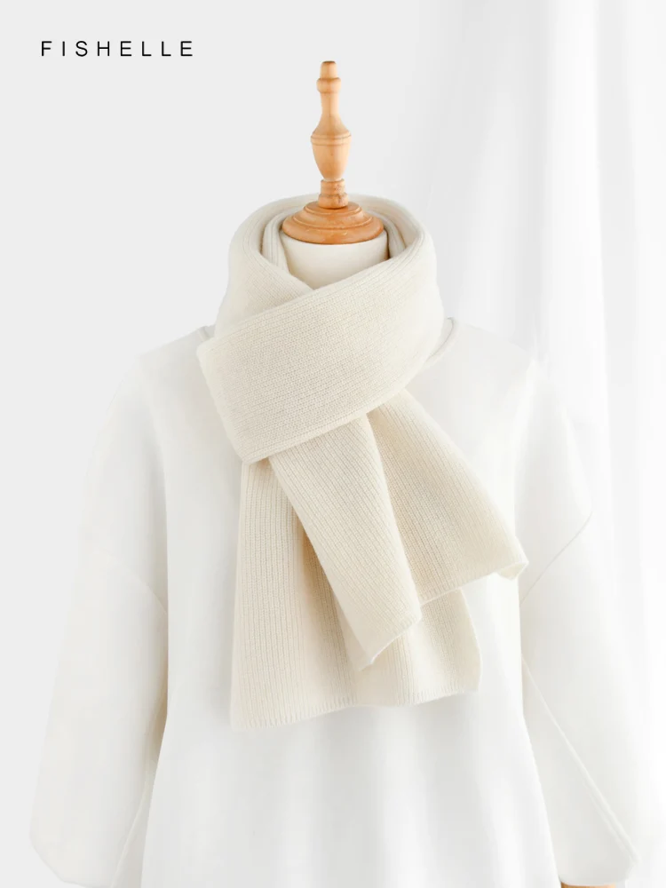 New solid soft delicate white pure cashmere scarf women autumn winter thickened warmth knitted scarves female luxury gifts