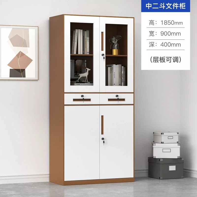 F*-Multifunctional Two Layer Separated Steel Storage Filing Cabinet Upper Lower Independent Lockable Swing Door Vertical Metal