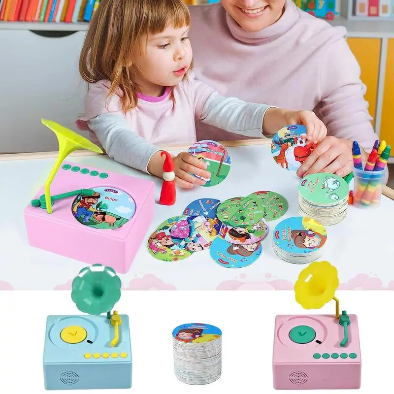 

Phonograph Toy For Kids Early Education Phonograph Musical Toy With 96 Cards Music Box Phonograph For Kids 3-6 Preschool Music