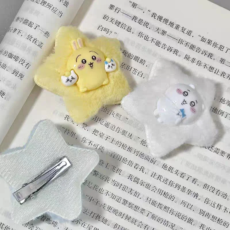 Chiikawa Hachiware Usagi Five-Pointed Star Plush Hair Clip hair Kawaii Barrettes Cute Cartoon Headwear Hair Accessories Gift