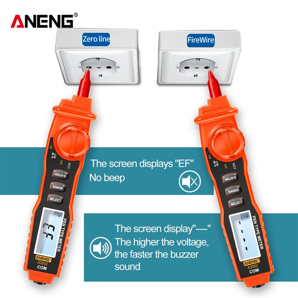 ANENG A3002 Digital Multimeter Pen Type 4000 Counts AC/DC Voltage Resistance Diode Continuity  Non Contact  Tester Tool thc pen