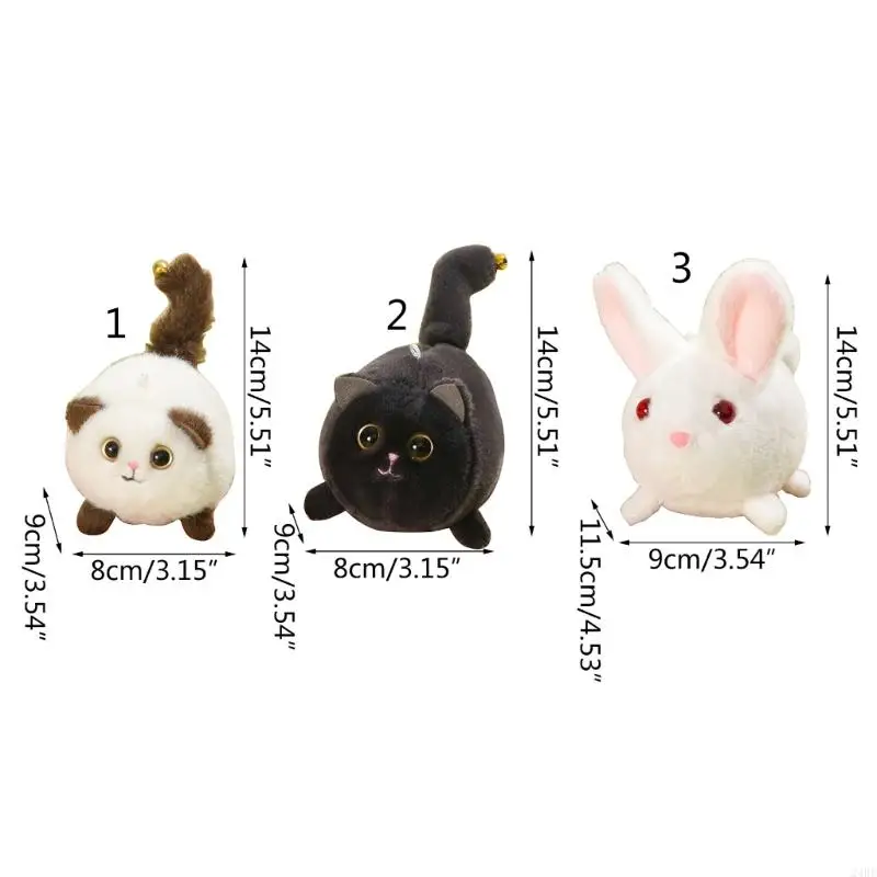 24BE Cartoon Plush Handbag Pendant SquishableTail Wagging Keychain Ornament Women Backpack Decor Girls Kids Favor Gift