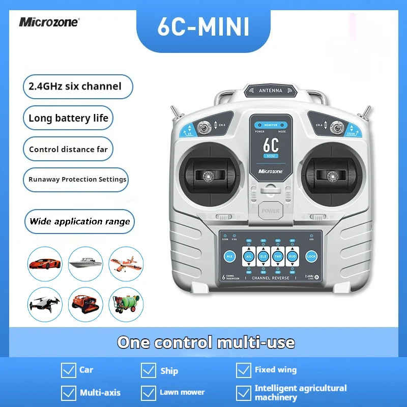 Microzone Mc6c 2.4g 6ch Controller Transmitter Receiver Radio System For Rc Airplane Drone Multirotor Helicopter Car Boat