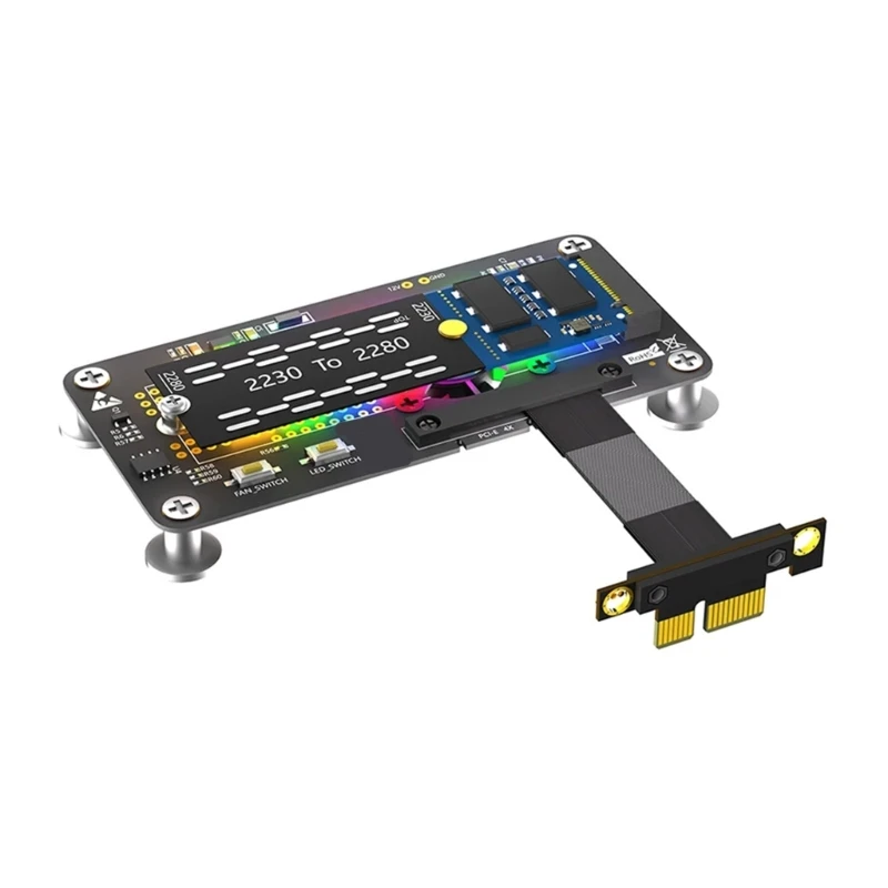 NVME-PCIE 확장 보드 5/10CM 케이블에는 냉각 팬 및 컬러 충전 LED 제어 자기 패드가 포함되어 있습니다.