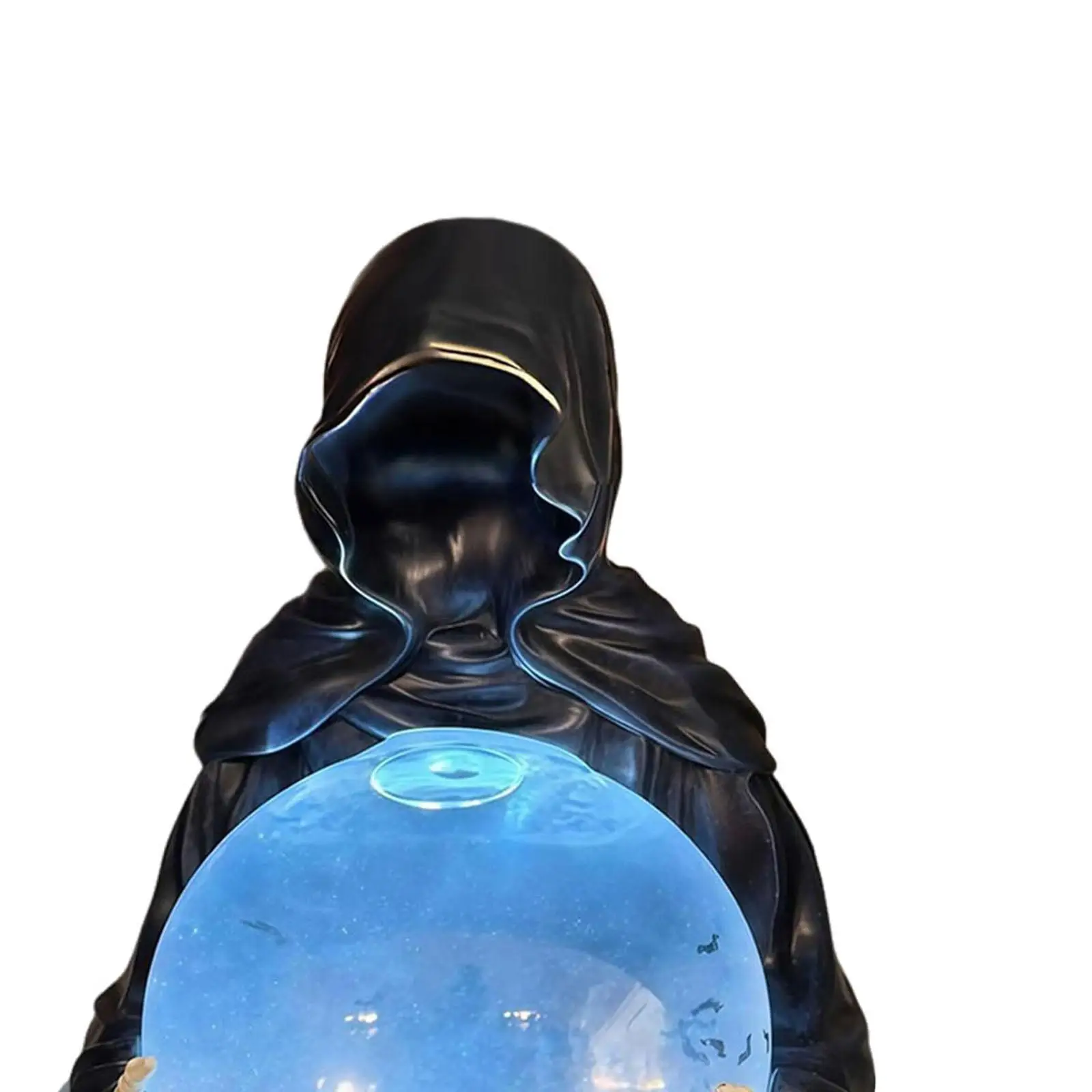 Light Up Reaper Statue Resin Creepy Sculpture Halloween Decoration for Tabletop Fantasy Room Ornament