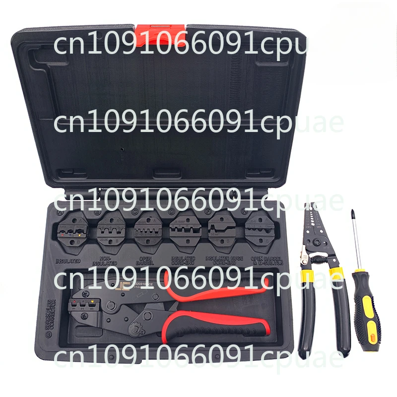 Interchangeable Jaw Plug-in Crimping Tool Set, Tubular, Pre-Insulated, Non-Insulated Terminals