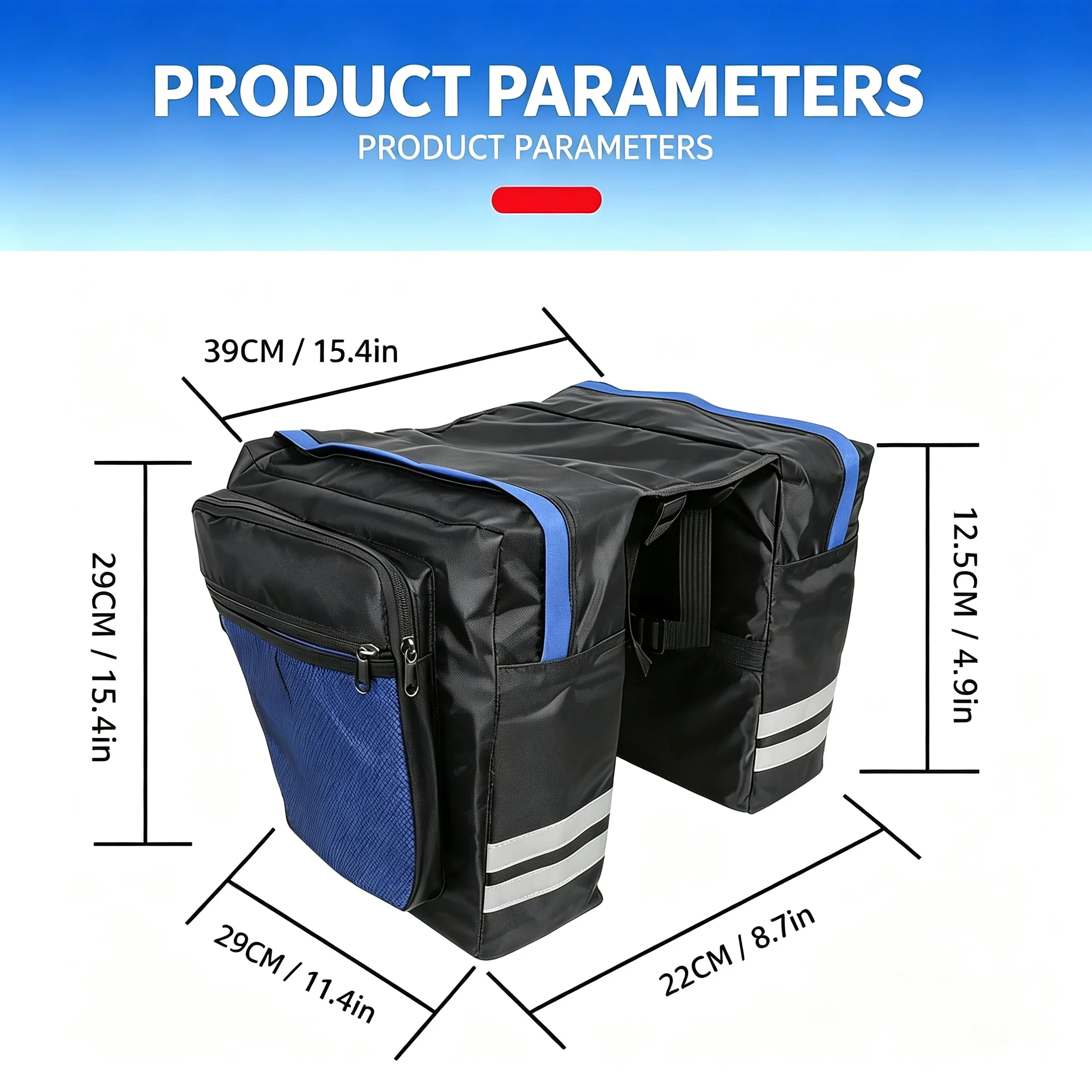 Bicycle Double Disc Bag, Large Capacity Bicycle Rear Rack Bag, Reflective Strip, Bicycle Side Luggage Compartment, 3 Colors