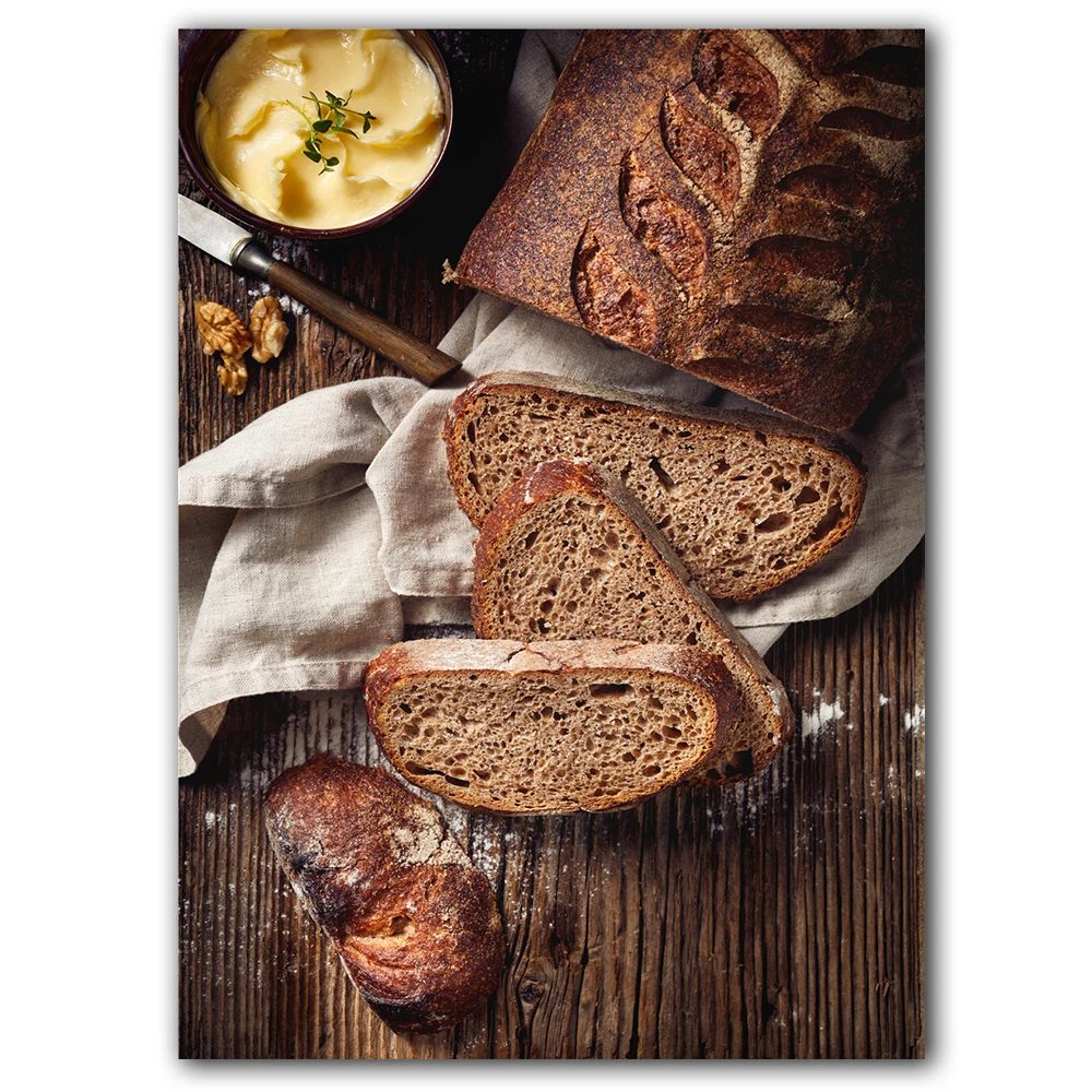 1pc frameless Canvas painting Nordic Cake Oat Bread Dessert Poster Print Tasty Food Canvas Painting Modern Wall Art Picture K