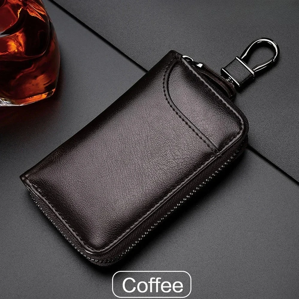Echtes Leder Schlüsselanhänger Unisex Schlüsseltasche Multifunktions-Organizer Brieftaschenhalter Smart Housekeeper Auto Kleines Schlüsseletui Schlüsseletui