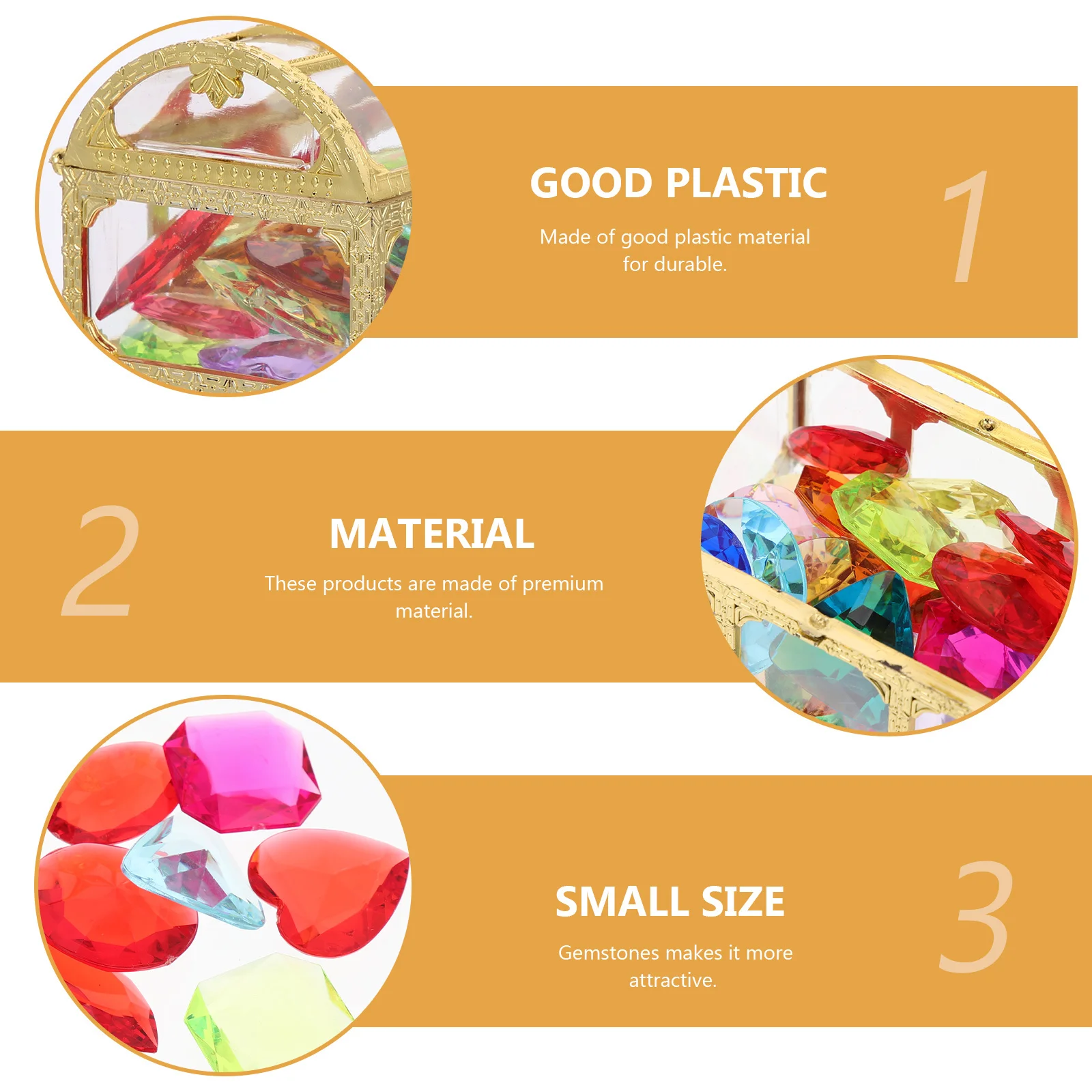

1Set Colorful Gemstone Treasure Chest for Kids Creative Play Classroom Party Decor Plastic Gemstone Ornament Treasure Box