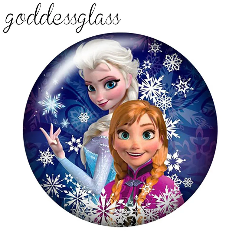 Disney Elsa Anna princess Olaf Cartoon 12mm/18mm/20mm/25mm Round photo glass cabochon flat back Making findings for bracelets